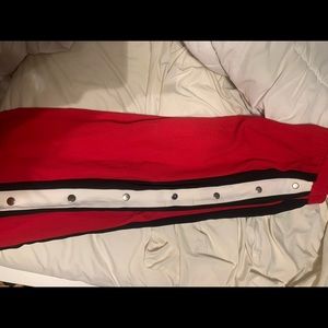 Red pants buttons on sides